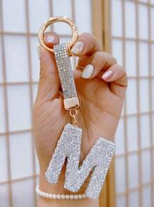 Llavero con letra del alfabeto adornado con rhinestones brillantes - Colgante de cristal de la suerte, accesorio de aleación brillante para bolsos y mochilas - Regalo perfecto para cumpleaños y ocasiones especiales, llavero, anillo, accesorio para bolso, mochila, coche, pendiente para mujeres y niñas, accesorios para billetera y bolso, letra inicial del alfabeto de la A a la Z