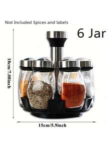 Revolving Spice Rack Organizer - Spinning Countertop Herb And Spice Organizer With 6 And 12 Glass Jar Bottles (Not Include Spices )