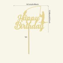 1 Packung "Gone Fishing"-Kuchendekoration "Happy Birthday", Fischer-Kuchenaufsatz, Fischer-Themen-Dekoration für Gone Fishing-Party-Zubehör, Dekoration, Weihnachten