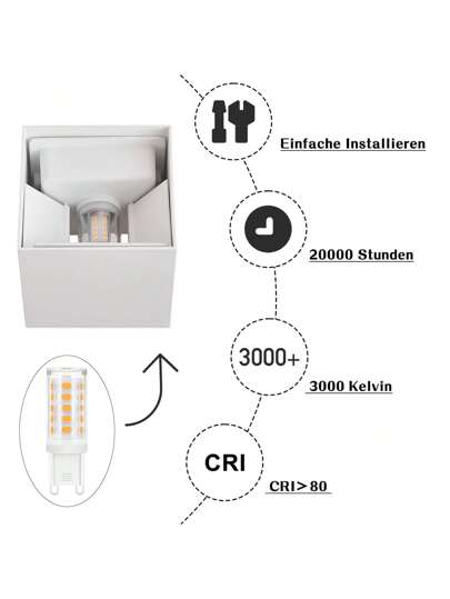 Wand Verlichting LED Indoor/Outdoor: Outdoor Warm Wit IP65 G9 Up Down Stairs Lighting Indirect Ho Walls Bedroom Corridor Stairwell view 6