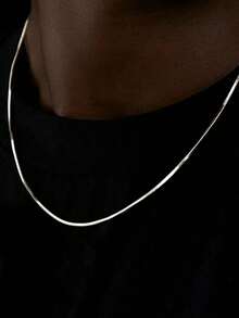 1pc Stainless Steel Chain Necklace, Daily Wear For Men - Silver - View 2