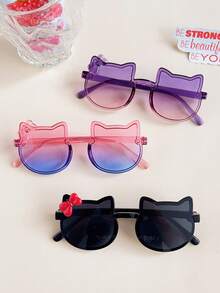 1/2/3/4Pcs 2025 Boys Girls Cute Newest Double Colors Cat Bowknot Shape Kids Children Baby Fashion Glasses Eyewear