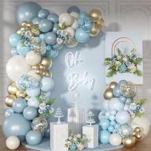 5/10/18Inch Dusty Blue Sage Green White Clear Thickening Latex Balloon Arch Garland Kit For Engagement Wedding Birthday Baby Shower Bridal Shower Theme Party Decorations