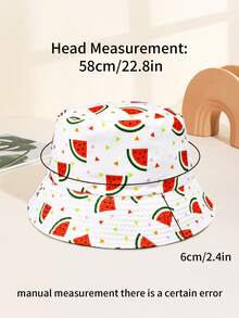 1pc Women Watermelon Printed Reversible Bucket Hat, Sun Protection Casual Versatile Summer Hat For Outdoor Use - Multicolor - View 5