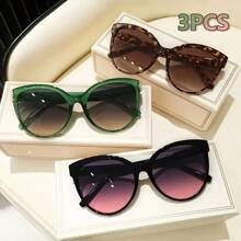 3/4pcs Of Cat Eye Large Frame Sunglasses For Men And Women, Fashion Glasses For Outdoor Sun Protection, Y2K Luxury Holiday Clothing Accessories Glasses