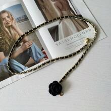 Elegant Metal Chain Belt With Camellia Ditsy Floral Design, Suitable For Dress, Shirt, Versatile Waist Chain Accessory - Multicolor - View 11