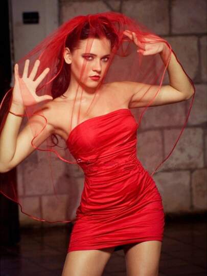 2 Layer Simple White Satin Edged Bridal French Veil With Red Mesh Hair Accessory Fall Clothes For Women