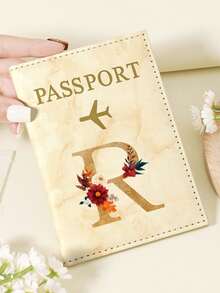 1pc A-Z 26 Letters Fashionable Letter Print Stylish Burgundy Passport Cover, Premium PU Leather Passport Wallet With Multi-Card Pockets For Credit Cards, Boarding Passes, And IDs, Compact And Portable Travel Essentials Organizer For Women, Men Graduation - Pink - View 104