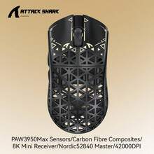 ATTACK SHARK R5 Ultra Wireless Gaming Mouse,39g Superlight Carbon Fiber Hollowed-Out,PAW3950MAX Optical Sensor Nordic 52840 MCU 8K Polling 42K DPI,Tri-Mode Programmable Mice With Coiled Cable - Multicolor - View 3