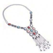 Bohemian Style Long Necklace With Fashionable Tassel Pendant, Multi-Layered Body Chain