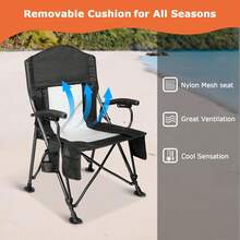 Heated Camping Chair With Detachable Seat Pad, Large Backrest And Seat Heating Zones, 10HRS Runtime, Portable Outdoor Chair For Sports - Blue - View 4