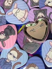 1/3/5/10/30/50/100/200pcs Custom Badges, Custom Heart-Shaped Buttons, Customize Your Design Heart Badges, Valentine's Day Mother's Day Gifts, Personalized Heart Buttons, Can Print Lover's Photo, Cartoon Characters - Picture Style1 - View 6