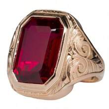 A Fashionable Geometric Square Ruby Ring With Simple And Atmospheric Relief Design On Both Sides For Men, Suitable For Daily Wear - AJZ4038戒指 - 查看 6