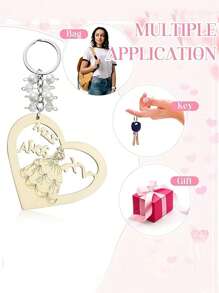 Set de regalo de 15 piezas con tema de princesa, que incluye 5 llaveros con forma de corazón, 5 tarjetas de agradecimiento y 5 bolsas de organza. Llaveros de metal con anillo abierto en forma de corazón y llaveros de madera hueca en forma de corazón, con bolsas de organza y etiquetas de agradecimiento. Adecuado para fiestas de cumpleaños, regalos de boda, regalos de despedida de soltera, regalos para la novia y recuerdos para los invitados.