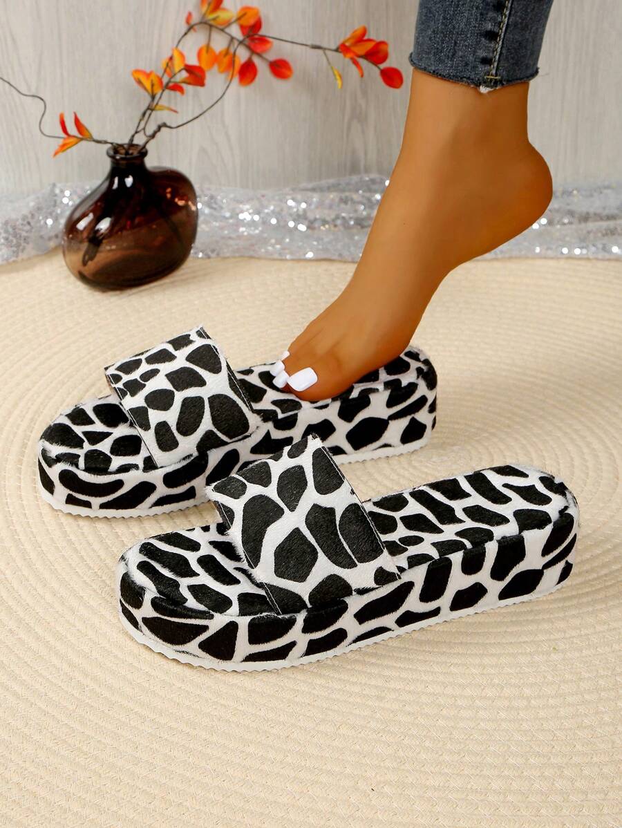 1 Pair Leopard Print Asymmetrical Cartoon Water Drop Sandals, Slippers, Home Slippers, Wedge, Platform Shoes For Beach, Wedding, Party, Office, Home, Outdoor, Spring/Summer, Elevator