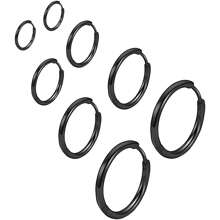 4 pares de pendientes de aro tipo "huggie" de acero inoxidable quirúrgico 316L de 6mm, 8mm, 10mm y 12mm, hipoalergénicos, para cartílago, hélix y lóbulos, tipo bisagra, para hombres y mujeres