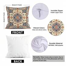 4 Pcs Bohemian Style Geometric Texture Throw Pillow Cases, 17.71 X 17.71 Inch Square Decorative Pillow Covers For Living Room, Bedroom And Sofa Home Decoration Home Decoration (No Pillow Core) - 彩色 - 查看 2