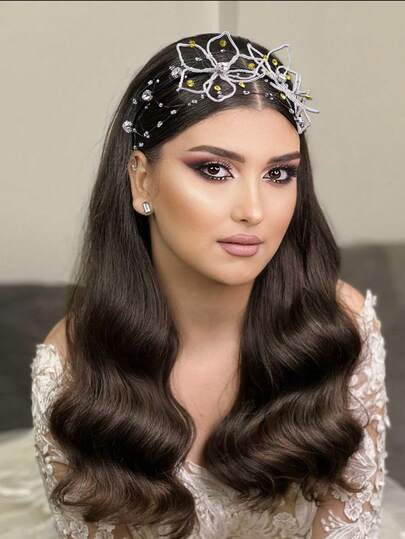 1 件优雅花卉头带，奢华水晶女士发箍，适合生日派对、宴会和服装佩戴，白色 A197，发带，发箍