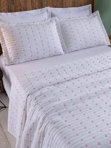 200 Thread Count Double-Sided Bedspread, Double/Queen/King/Single, Embroidered, 3-Piece Luxury Decor - 白色/粉紅色 - 查看 6