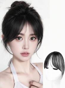 Center Part Bangs Synthetic Wig With Fringe, Simple Basic Style For Everyday Wear, Hair Volume Enhancing