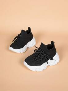 全新婴儿和幼儿低帮夜光休闲时尚透气减震易穿脱跑步鞋 - 黑與白 - 查看 9