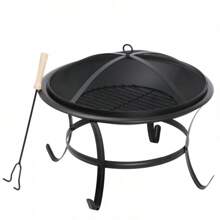 22242632 Fire Pit Metal Firepit Patio Stove Wood Burning With Cover Outdoor - 32吋方形 - 查看 7