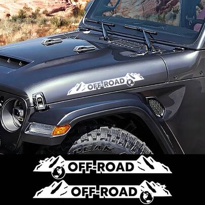 Car Hood Cover Side Stickers For JK JL TJ YJ World Map Mountain Off Road Graphics Vinyl Decals Auto Accessories