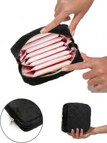 Large Capacity Sanitary Napkin Storage Bag, Multi-Functional Portable Storage Box, Coin Purse And Mini Cosmetic Bag, Nursing Pad Holder, Tampon Bag, Feminine Product Bag, Casual Style, Polyester Material, Perfect Storage Solution And Good Gift, .