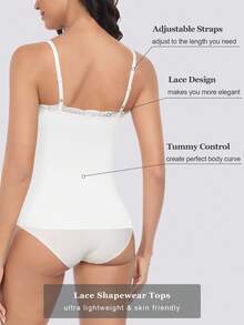 3 Piece Women's Cami Shaper Bra Top Compression Camisole Tank Top Lace Patchwork Slimming Underwear - màu đen/trắng/da - Xem 3