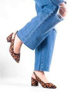 Zapatos de tacón pequeño cuadrado elegantes para mujer, punta fina, cómodos y modernos para uso diario o oficina - Marrón - Ver 1