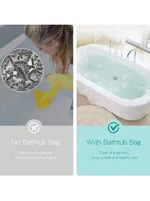 Funda desechable para bañera, bolsa de plástico portátil y reforzada de tamaño extra grande con empaque individual, bolsa de baño desechable, cubierta para bañera, para forros de bañera de hotel, salón, spa, hogar y viajes, película de plástico para ducha, accesorios de viaje, artículos esenciales para el hogar y viajes de vuelta a la escuela