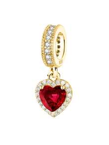 1 mặt dây chuyền hình trái tim bằng bạc sterling 925 sáng bóng, thích hợp để làm vòng tay, lắc tay, trang sức DIY và phụ kiện trang trí hàng ngày cho nữ. - Vàng - Xem 11