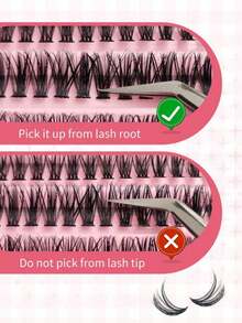 200pcs D Curl DIY Eyelash Cluster,40DCluster Eyelashes, 0.07mm D Curl 8-16mm Mixed Natural Eyelash Extensions, Suitable For Beginners At Home200pcs Extra Thick False Eyelashes,Large Capacity - D - 查看 5