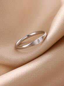 1pc Western Minimalist Stainless Steel 26 Letters Ring Suitable For Men And Women, Daily Wear