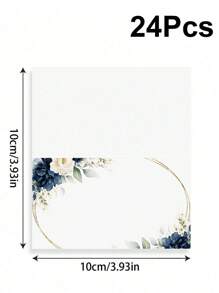 24pcs Floral Pink & Green Themed Foldable Wedding Place Cards, Suitable For Wedding Reception, Party, Birthday, Can Be Written On