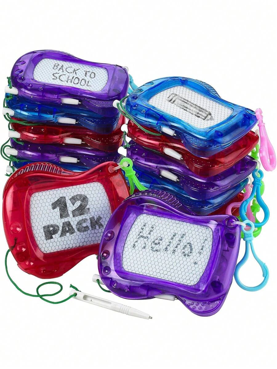 12pcs-Mini Magnetic Drawing Board, Backpack & Key Chain Memo Pad, Erasable Doodle Sketch Writing Board, Birthday Party Favors & Gift Bag Filler Back ToSchool Valentine Day Valentine DAY, Valentines Wedding, Birthday Party Favors