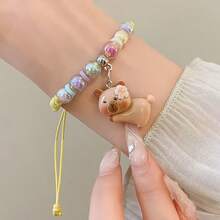 6 件可爱水豚珠手链，混色树脂珠，动物主题花卉挂饰，多功能珠宝，生日和母亲节日礼物 - 彩色 - 查看 9