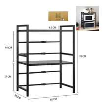 Rejilla de cocina retráctil para horno microondas, horno doméstico de una sola capa y soporte de almacenamiento para olla arrocera de escritorio de doble capa - Negro - Ver 10