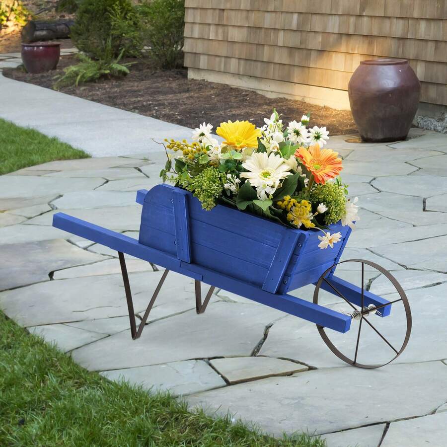 Lifezeal Wooden Wagon Planter Decorative Indoor/Outdoor Rustic Flower ...