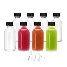 4 Oz Small Clear Glass Bottles With Lid, 120ml Boston Sample Bottles, Mini Travel Essential Or Decorative Bottles For Potion, Juice, Wellness, Ginger Shots, Water Bottle, For Outdoor, Camping