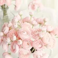 6 PCS Artificial Ranunculus Flowers, Faux Silky Mini Bouquets, Bulk Fake Wedding Filler Flowers For Centerpieces, Arrangements, Bridal Shower Decor, Polyester