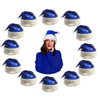 Gorro Santa Claus navideño metálicos set de 12 piezas accesorios para fiesta diciembre decoración hogar eventos regalo creativo resistente color brillante diseño divertido infantiles