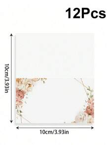 24pcs Floral Pink & Green Themed Foldable Wedding Place Cards, Suitable For Wedding Reception, Party, Birthday, Can Be Written On