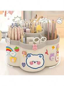 1 Phụ kiện để bàn dung tích lớn xoay 360° Giá đựng bút dễ thương Đồ dùng văn phòng phẩm Lưu trữ bút chì Đồ dùng học tập văn phòng - Nhiều màu - Xem 4