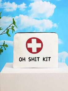 Versatile Canvas First Aid Kit Zipper Pouch Alcohol-Free, Ideal For Travel & Home Use - Perfect Gift For Nurses, Doctors, And Anyone Recovering Medicine Bag Medicine Storage Bag Medicine Organizer First Aid Kit First Aid Bag Travel Accessories Travel Organizer Travel Essentials Travel Stuff Travelling Bag College Vacation Cruise Summer Holiday Essentials For Outdoor Camping Hiking Hunting - White - View 3