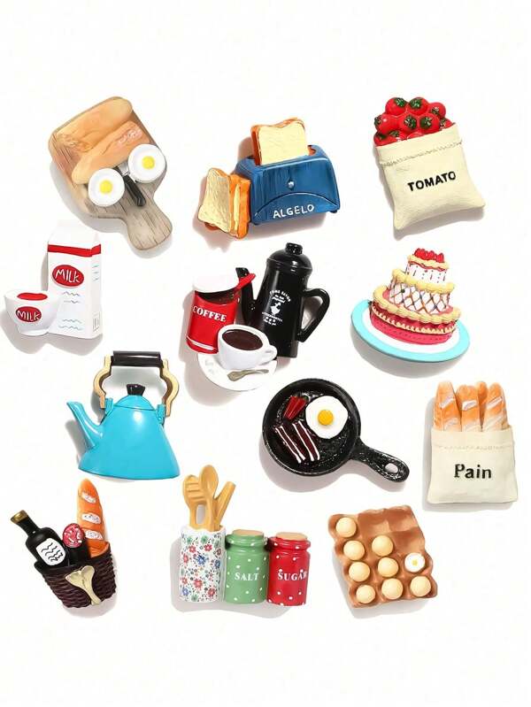 5/7pcs Food Refrigerator Magnets Food Magnets For Fridge Magnets Decorative Cute Magnets Refrigerator Fridge Magnets For Kitchen Strong Resin Magnets Home Decor Office Valentine DAY, Valentines Wedding, Birthday