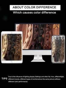 1pc Synthetic Braided Wig, Boxer Braids, Bubble Braids, Ponytail, Double Ponytail, 18 Inches, For Children - Natural Black - View 7