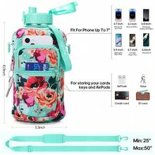 UKEIN Half Gallon Water Bottle With Storage Sleeve, 74oz Large Water Bottle With 2 Lids(Straw Lid And Chug Lid), Big Sports Water Jug For Gym With Strap, Drink Container With Handle - 綠色 - 查看 2