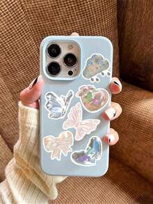 63pcs Cartoon Romantic Pink Butterfly Doodle Stickers, DIY Water Bottle, Notebook, Phone Case, Tablet, Guitar, Helmet, Desk Decor, Waterproof PVC Stickers, Back To School - Multicolor - View 5