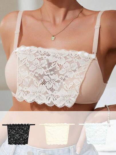 1 Stück spitzenbesetzter blickdichter nahtloser Frauen Crop Top ohne Träger, Brustbereich bedeckendes Material